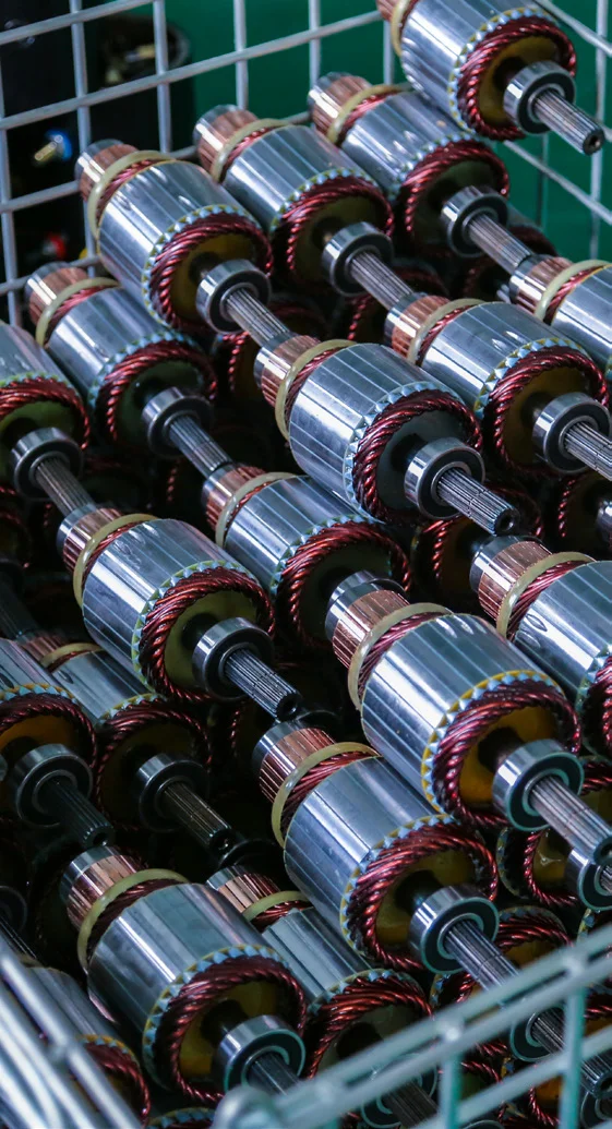 Wound motor armatures ready for assembly